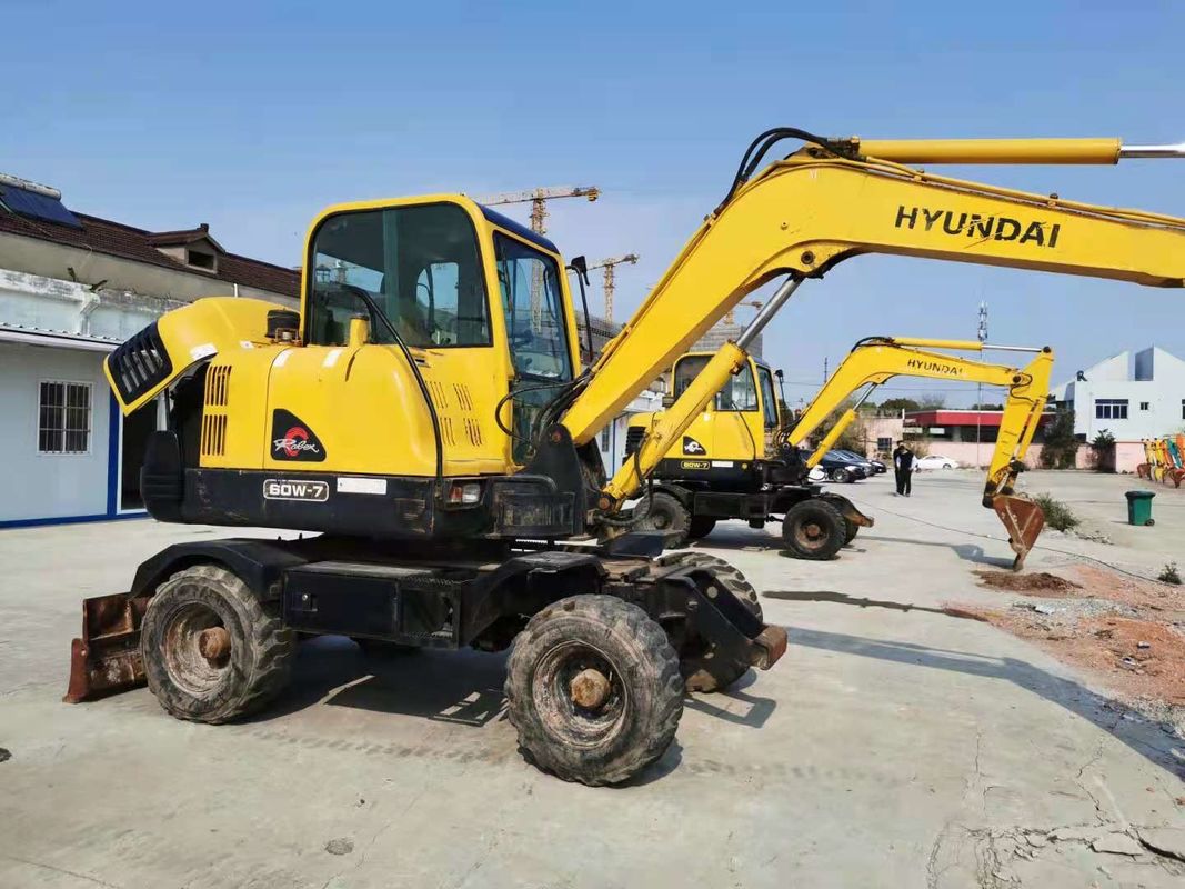 6 Ton Ready To Work Korea Imported Hyundai R60-7 Used Wheel Excavator